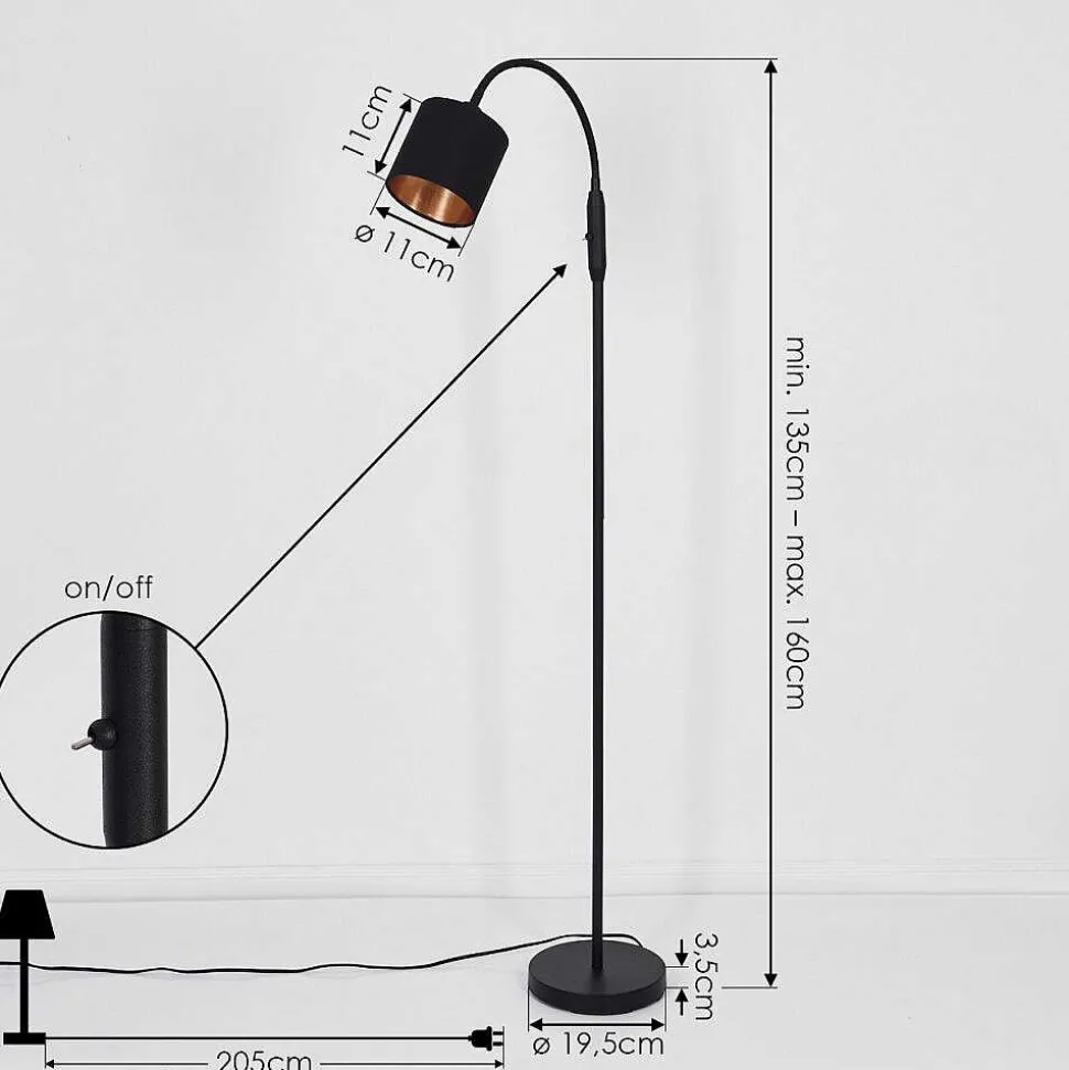 Lampadaire Alsen Noir, 1 Lumiere