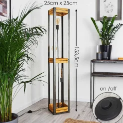 Lampadaire Apia Brun Clair, Argente, 3 Lumieres