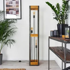 Lampadaire Apia Brun Clair, Argente, 3 Lumieres