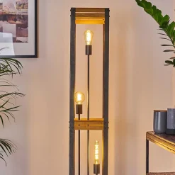 Lampadaire Apia Brun Clair, Argente, 3 Lumieres