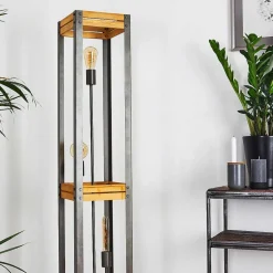 Lampadaire Apia Brun Clair, Argente, 3 Lumieres