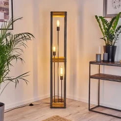 Lampadaire Apia Brun Clair, Argente, 3 Lumieres