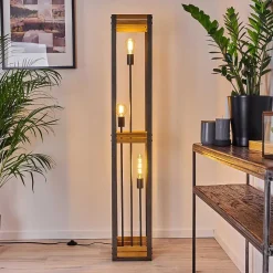 Lampadaire Apia Brun Clair, Argente, 3 Lumieres