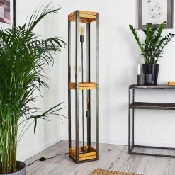 Lampadaire Apia Brun Clair, Argente, 3 Lumieres