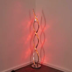 Lampadaire Assuan Led Chrome, 1 Lumiere, Telecommandes, Changeur De Couleurs