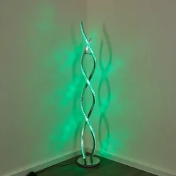 Lampadaire Assuan Led Chrome, 1 Lumiere, Telecommandes, Changeur De Couleurs