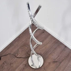 Lampadaire Assuan Led Chrome, 1 Lumiere, Telecommandes, Changeur De Couleurs