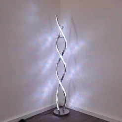 Lampadaire Assuan Led Chrome, 1 Lumiere, Telecommandes, Changeur De Couleurs