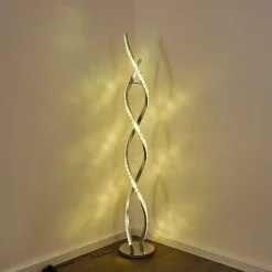 Lampadaire Assuan Led Chrome, 1 Lumiere, Telecommandes, Changeur De Couleurs