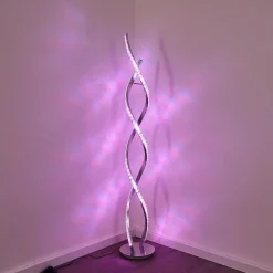 Lampadaire Assuan Led Chrome, 1 Lumiere, Telecommandes, Changeur De Couleurs