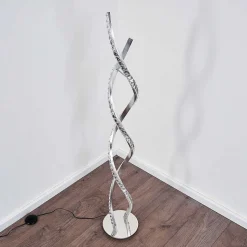 Lampadaire Assuan Led Chrome, 1 Lumiere, Telecommandes, Changeur De Couleurs