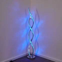 Lampadaire Assuan Led Chrome, 1 Lumiere, Telecommandes, Changeur De Couleurs