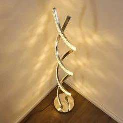 Lampadaire Assuan Led Chrome, 1 Lumiere, Telecommandes, Changeur De Couleurs