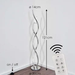Lampadaire Assuan Led Chrome, 1 Lumiere, Telecommandes, Changeur De Couleurs