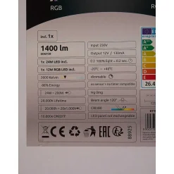 Lampadaire Assuan Led Chrome, 1 Lumiere, Telecommandes, Changeur De Couleurs