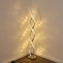 Lampadaire Assuan Led Chrome, 1 Lumiere, Telecommandes, Changeur De Couleurs