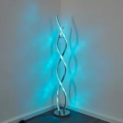 Lampadaire Assuan Led Chrome, 1 Lumiere, Telecommandes, Changeur De Couleurs