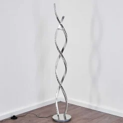 Lampadaire Assuan Led Chrome, 1 Lumiere, Telecommandes, Changeur De Couleurs