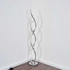 Lampadaire Assuan Led Chrome, 1 Lumiere, Telecommandes, Changeur De Couleurs