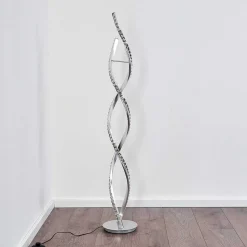 Lampadaire Assuan Led Chrome, 1 Lumiere, Telecommandes, Changeur De Couleurs