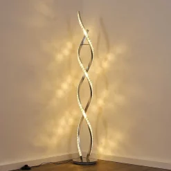 Lampadaire Assuan Led Chrome, 1 Lumiere, Telecommandes, Changeur De Couleurs