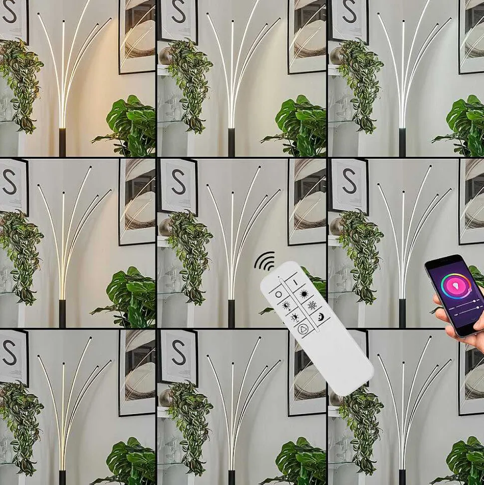 Lampadaire Bakersfield Led Noir, Blanc, 1 Lumiere