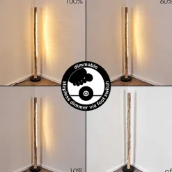 Lampadaire Bansberia Led Bois Clair, Noir, 1 Lumiere