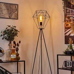 Lampadaire Bardhaman Noir, 1 Lumiere