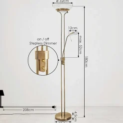 Lampadaire Biot Led Laiton, 2 Lumieres