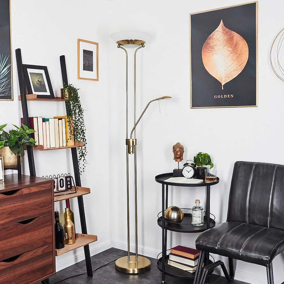 Lampadaire Biot Led Laiton, 2 Lumieres