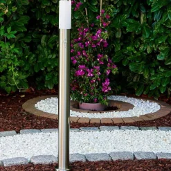 Lampadaire Caserta Acier Inoxydable, 1 Lumiere, Detecteur De Mouvement