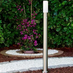 Lampadaire Caserta Acier Inoxydable, 1 Lumiere, Detecteur De Mouvement