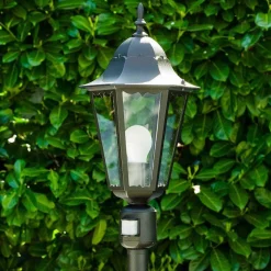 Lampadaire Exterieur Bristol Noir, 1 Lumiere, Detecteur De Mouvement