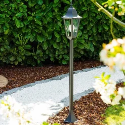 Lampadaire Exterieur Bristol Noir, Transparent, 1 Lumiere