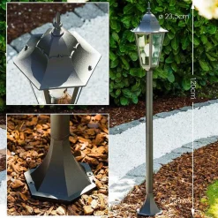 Lampadaire Exterieur Bristol Noir, Transparent, 1 Lumiere