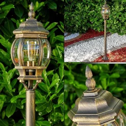 Lampadaire Exterieur Lentua Brun Dore, 1 Lumiere