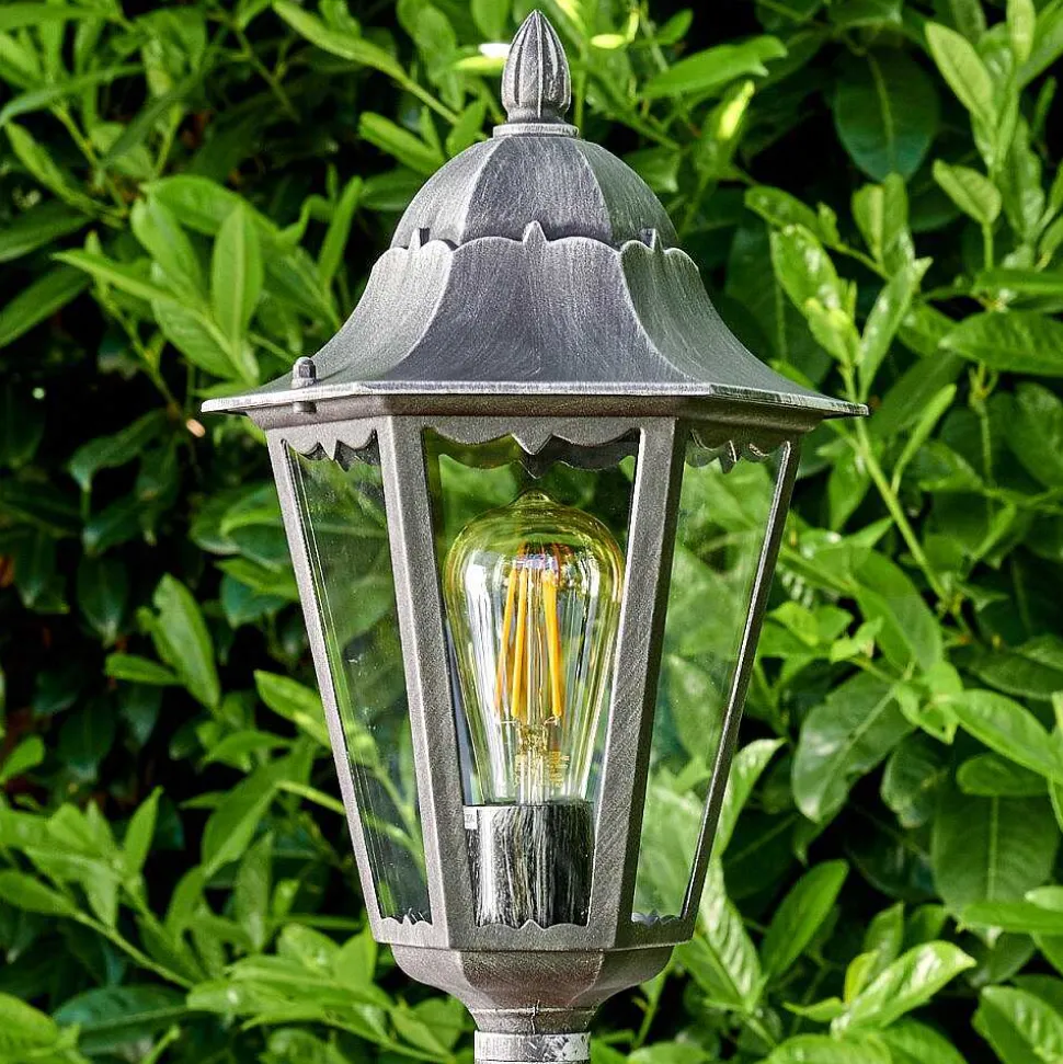 Lampadaire Exterieur Lignac Noir, Argente, 1 Lumiere