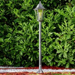 Lampadaire Exterieur Lignac Noir, Argente, 1 Lumiere