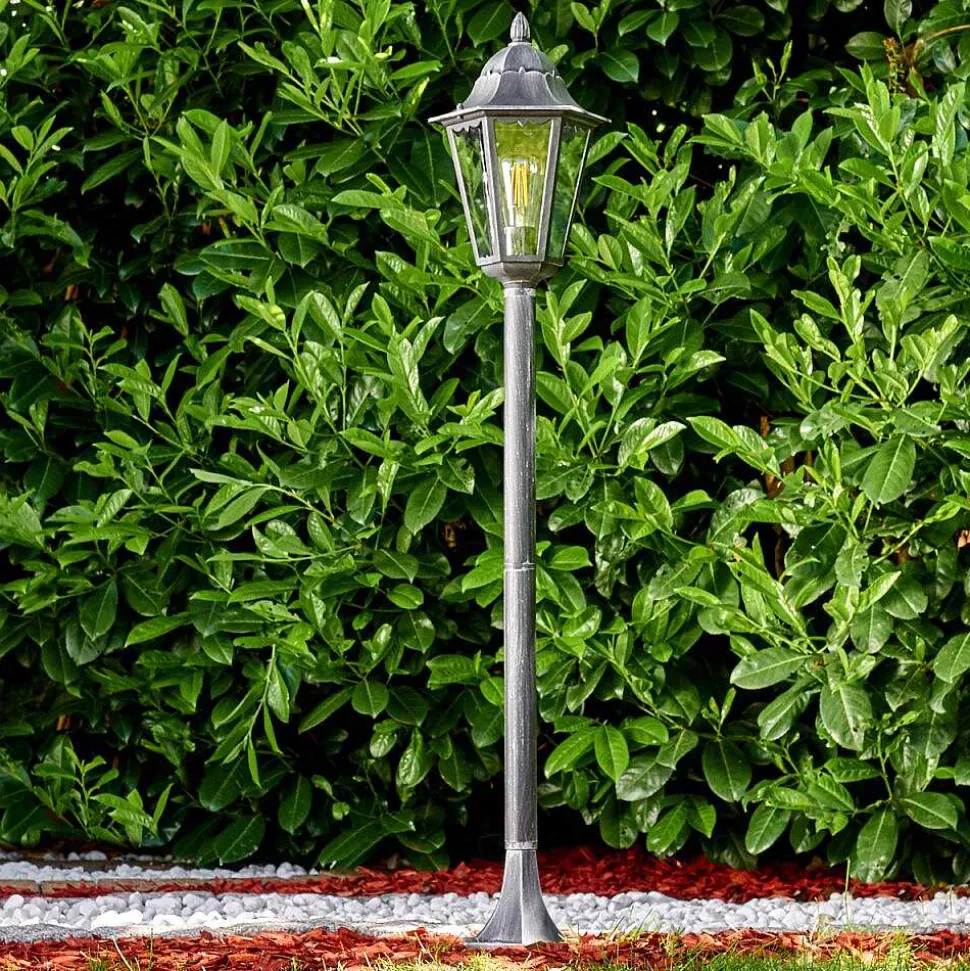 Lampadaire Exterieur Lignac Noir, Argente, 1 Lumiere