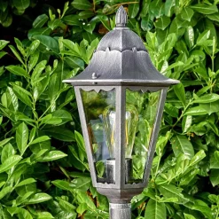 Lampadaire Exterieur Lignac Noir, Argente, 1 Lumiere