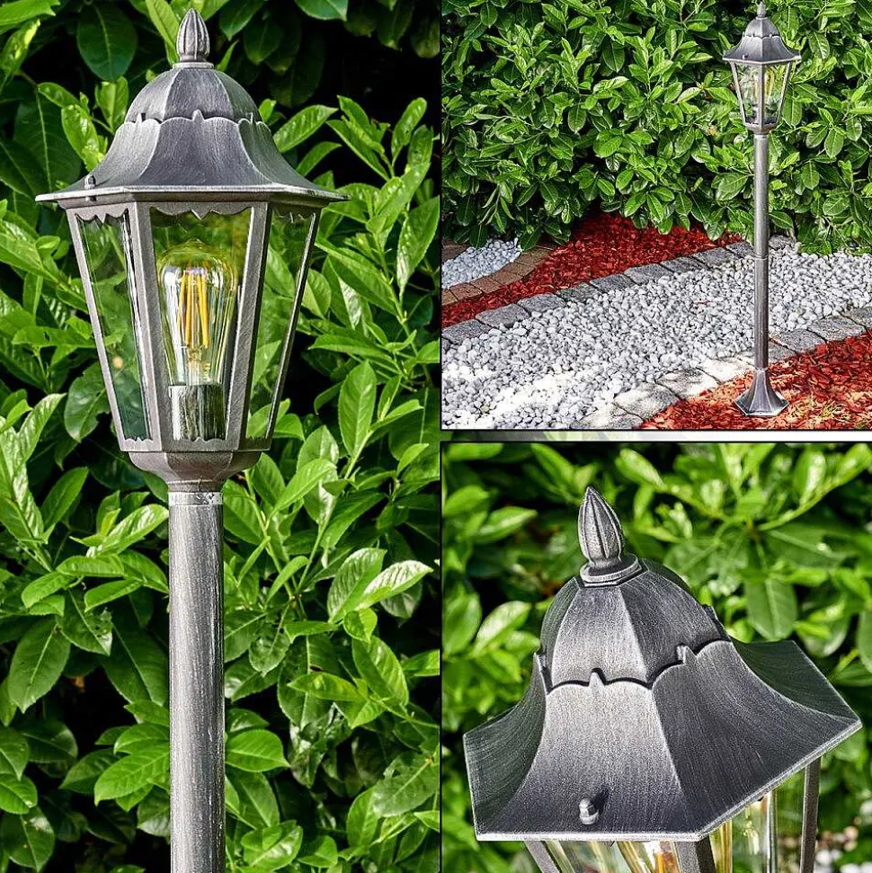 Lampadaire Exterieur Lignac Noir, Argente, 1 Lumiere