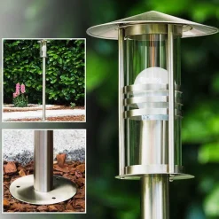 Lampadaire Fukuoka Acier Inoxydable, Transparent, 1 Lumiere