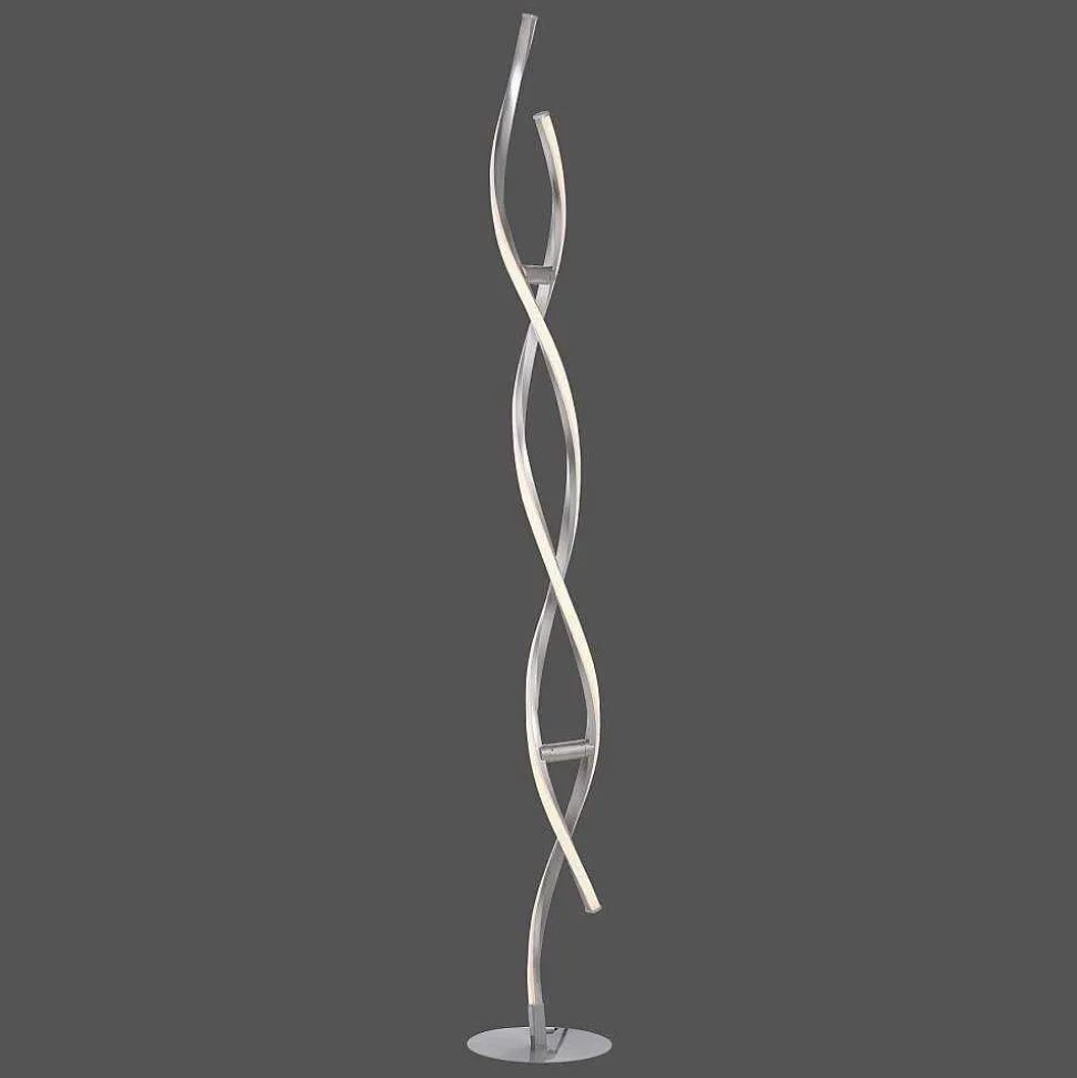 Lampadaire Leuchten-Direkt Lolasmart-Swing Led Acier Brosse, 2 Lumieres, Telecommandes, Changeur De Couleurs