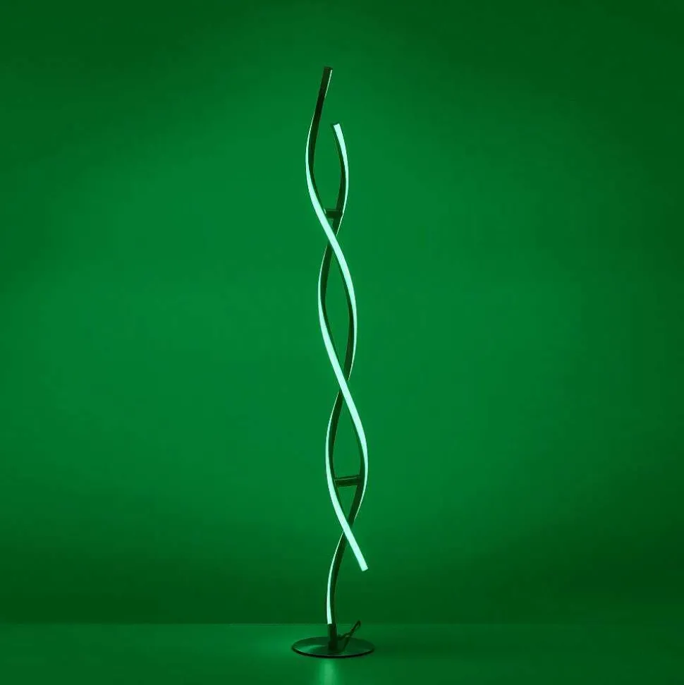 Lampadaire Leuchten-Direkt Lolasmart-Swing Led Acier Brosse, 2 Lumieres, Telecommandes, Changeur De Couleurs