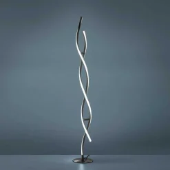 Lampadaire Leuchten-Direkt Lolasmart-Swing Led Acier Brosse, 2 Lumieres, Telecommandes, Changeur De Couleurs