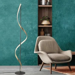 Lampadaire Paul Neuhaus Qswing Led Anthracite, Or, 1 Lumiere, Telecommandes