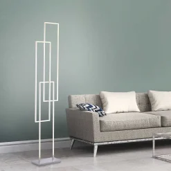 Lampadaire Paul Neuhaus Q-Inigo Led Acier Brosse, 3 Lumieres, Telecommandes