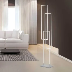 Lampadaire Paul Neuhaus Q-Inigo Led Acier Brosse, 3 Lumieres, Telecommandes