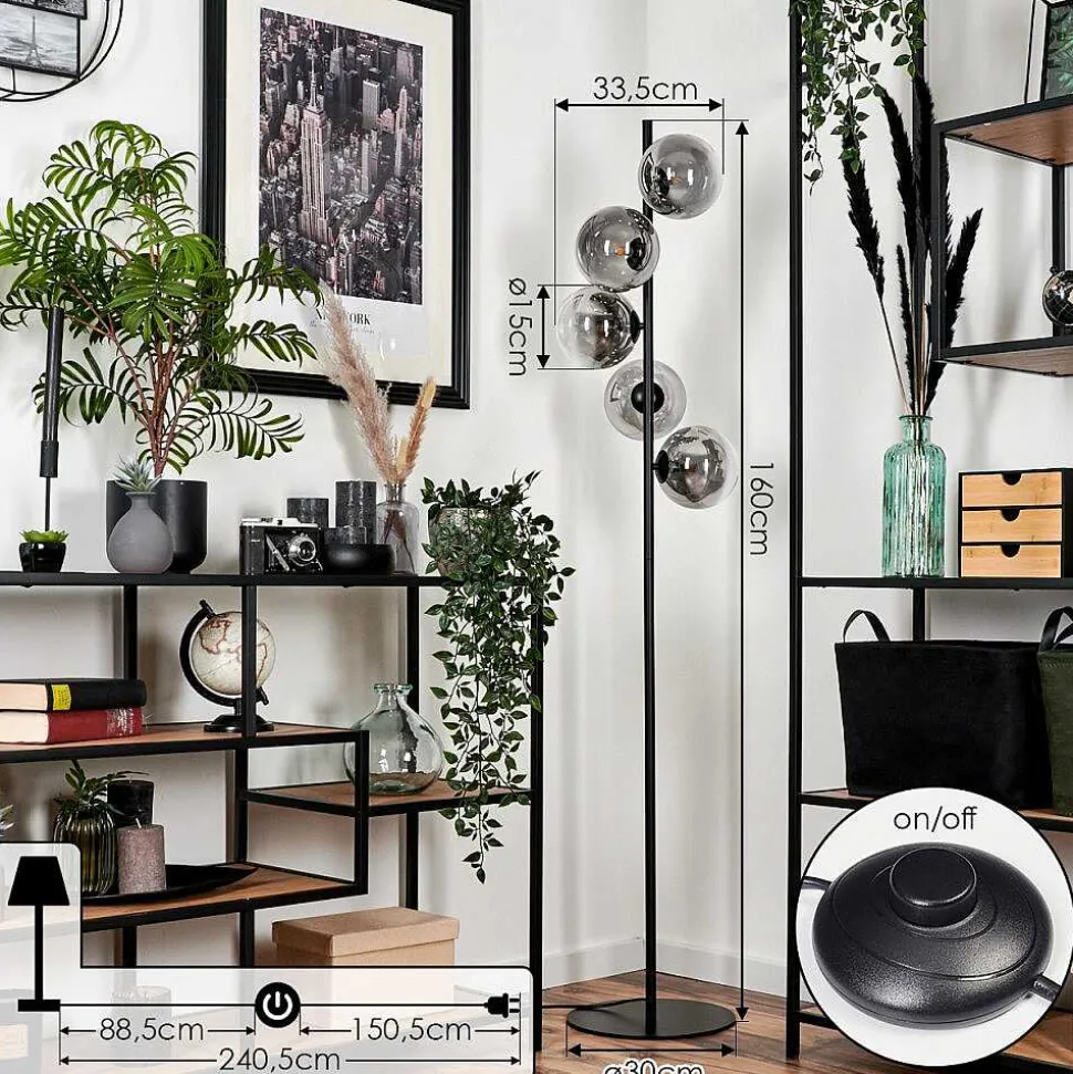 Lampadaire Remaisnil Clair, Fume, 5 Lumieres