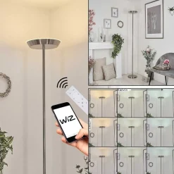 Lampadaire Theron Led Nickel Mat, 1 Lumiere, Telecommandes